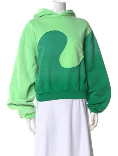Pre-owned Erl Colorblock Pattern Crew Neck Sweater In Green