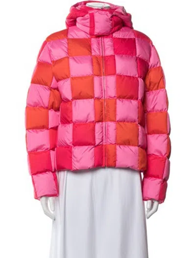 Pre-owned Erl Colorblock Pattern Down Jacket W/ Tags In Pink