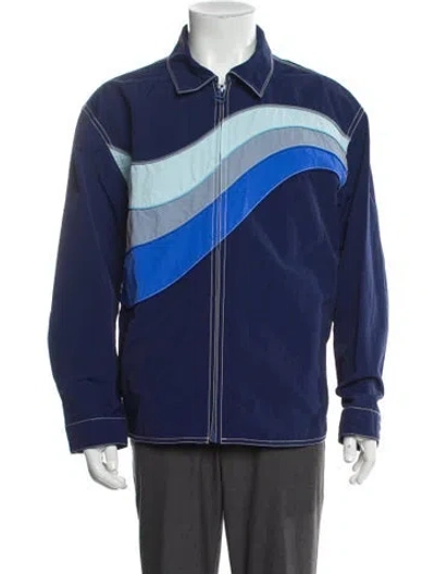 Pre-owned Erl Colorblock Pattern Jacket In Blue