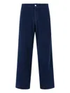 Erl Corduroy Button-fastening Trousers In Blue