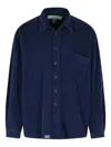 Erl Cotton Shirt With Chest Pocket And Long Sleeves In Blue