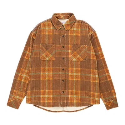 Pre-owned Erl Corduroy Printed Overshirt 'grey Brown'