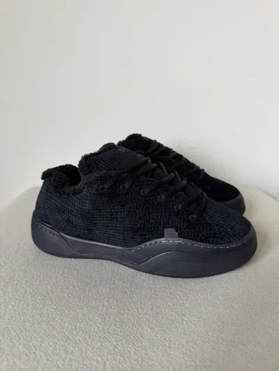Pre-owned Erl Corduroy Vamp Sneakers In Black