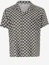 ERL ERL COTTON AND LINEN SHIRT WITH CHECKERED PATTERN