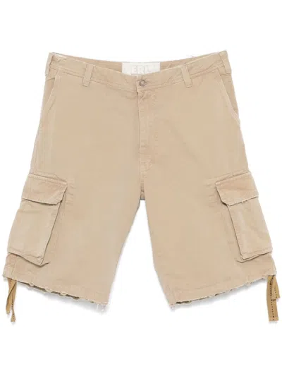 Erl Cotton Cargo Shorts In Brown