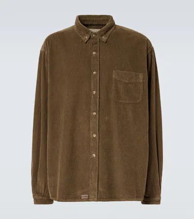 Erl Cotton Corduroy Shirt In Brown