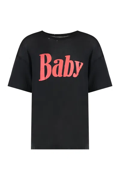Erl Cotton Crew-neck T-shirt In Black