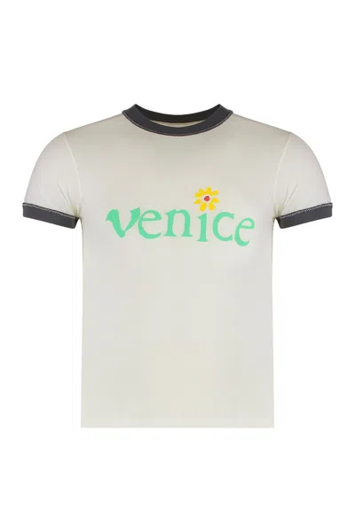 Erl Cotton Crew-neck T-shirt In White