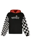 Erl Venice Checker Sleeve Hoodie In Black