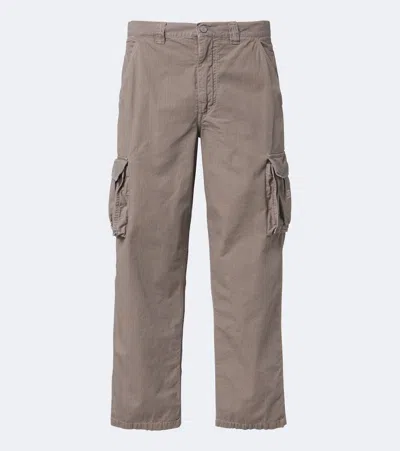Erl Cotton Seersucker Cargo Pants In Brown