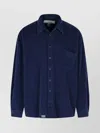 Erl Cotton Shirt With Chest Pocket And Long Sleeves In Blue