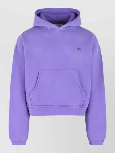 Erl Purple Boxy Cropped Cotton Sweatshirt