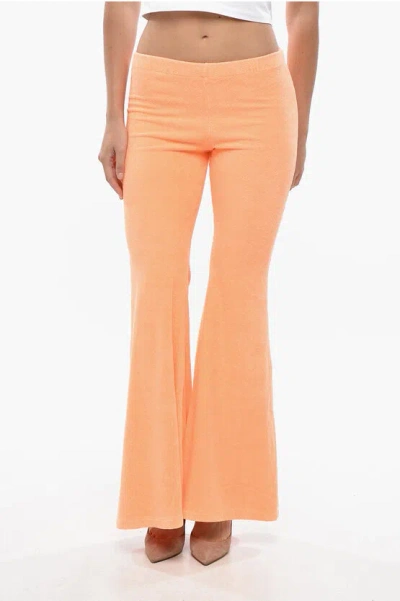 Erl Cotton Terry Bootcut Pants With Elastic Waistband In Nude
