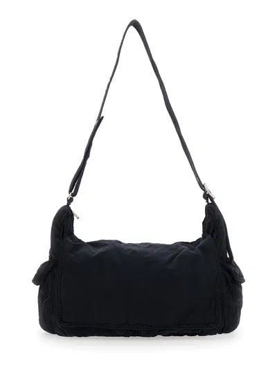 Erl Cotton Twill Shoulder Bag In Black