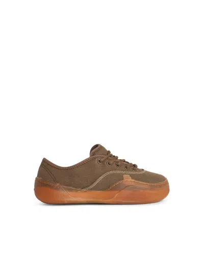 Erl 'coupes' Mud Colored Cotton Sneakers In Animal Print