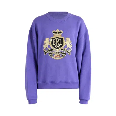 Pre-owned Erl Crest Crewneck Pullover 'purple' | Men's Size M