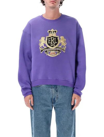 Erl Crest Purple Crewneck Sweatshirt