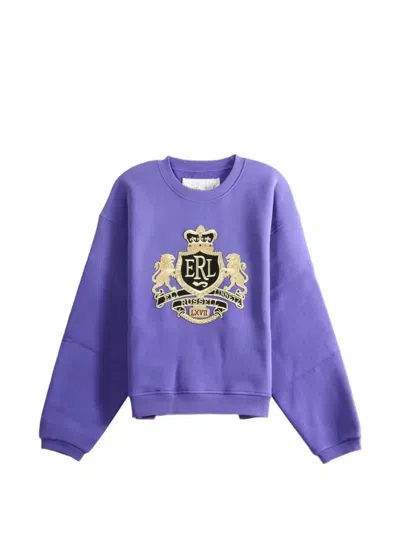 Erl Crest-patchwork Sweater In Purple