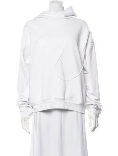 Pre-owned Erl Crew Neck Long Sleeve Hoodie In White