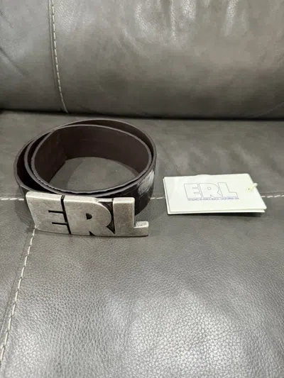 Pre-owned Erl Croc Logo Belt In Brown