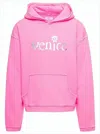 Erl Cropped Pink Hoodie With Silver Print In Pink