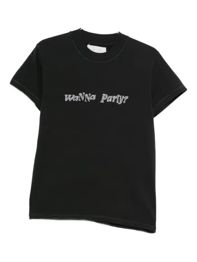 Erl Crystal-embellished T-shirt In Black