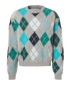 Erl Grey Multicolor Argyle Pattern Knit Sweater In Animal Print