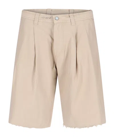 Erl Logo Bermuda Shorts In Beige