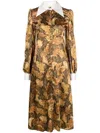 Erl Womens Printed Satin Dress Woven Clothing In Brown