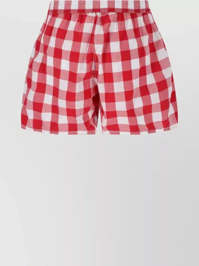 Erl Elastic Waistband Checkered Pattern Underwear In Red