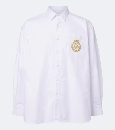 Erl Embroidered Cotton Shirt In White