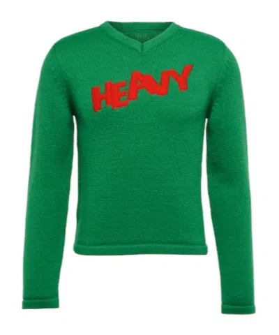 Erl Embroidered Wool-blend Sweater In Green