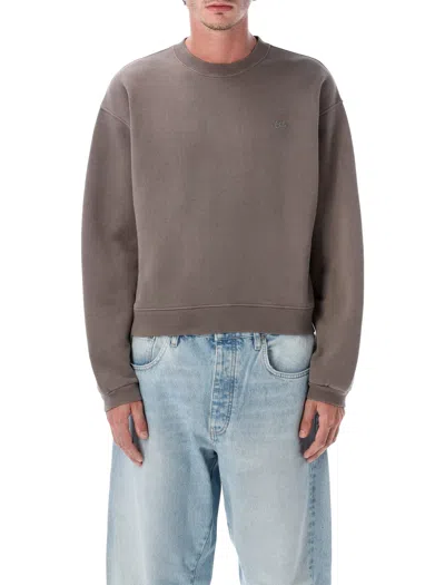 Erl Soft Cotton Relaxed Fit Crew Sweater In Brown
