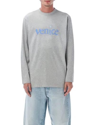 Erl Venice Long Sleeve T-shirt In Grey In Gray