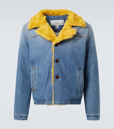 ERL FAUX SHEARLING-LINED DENIM JACKET