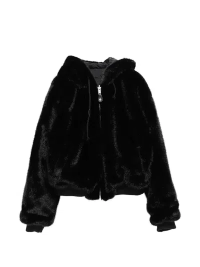 Erl Faux-fur Reversible Quilted Jacket In Black