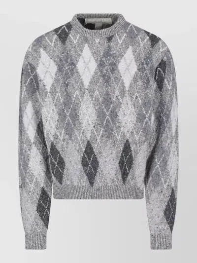 Erl Fine-knit Crewneck Jumper In Gray