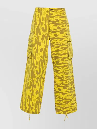 Erl Abstract-print Cargo Pants In Yellow