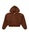 Erl Fleeced Zip-up Hoodie In Brown