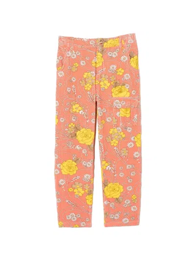 Erl Kids' Floral-pattern Trousers In Orange