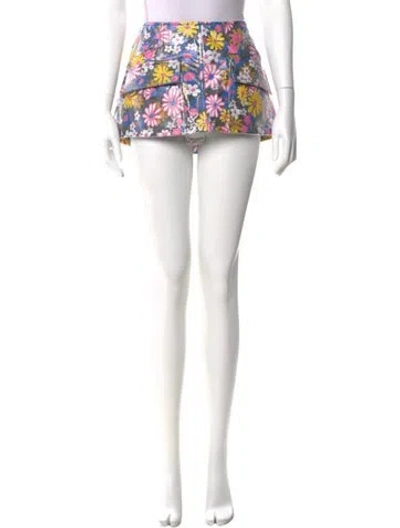 Pre-owned Erl Floral Print Mini Skirt W/ Tags In White