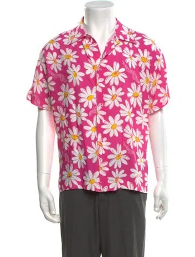 Pre-owned Erl Floral Print Short Sleeve Shirt In Pink