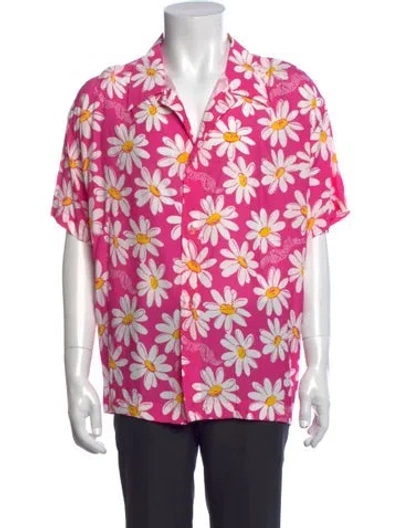 Pre-owned Erl Floral Print Short Sleeve Shirt In Pink