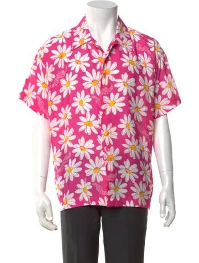 Pre-owned Erl Floral Print Short Sleeve Shirt In Pink