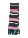 Erl Textured Multicolor Knitted Scarf With Fringed Ends In Multi