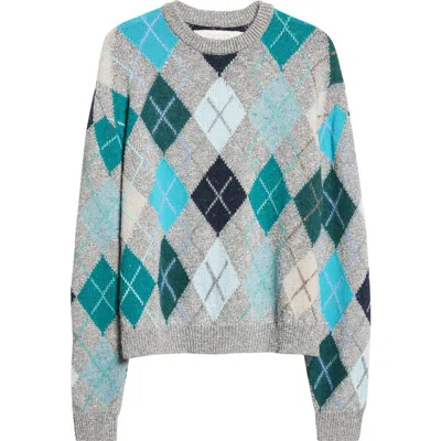 Erl Gender Inclusive Argyle Wool, Cotton & Mohair Blend Sweater In Multi