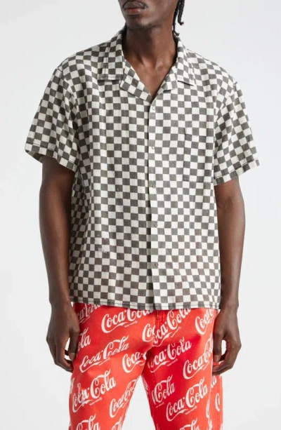 Erl Gender Inclusive Checker Cotton & Linen Camp Shirt