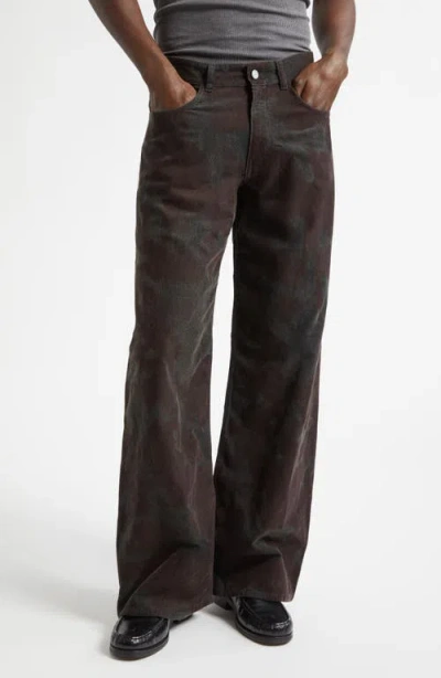 Erl Gender Inclusive Corduroy Flare Leg Pants In Brown