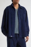 Erl Cotton Shirt With Chest Pocket And Long Sleeves In Blue