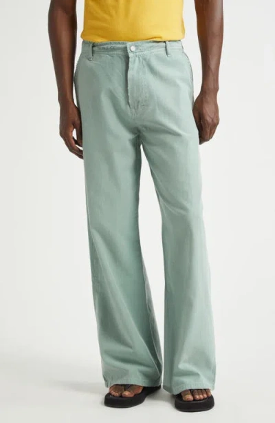 Erl Gender Inclusive Distressed Woven Chinos In Army Green